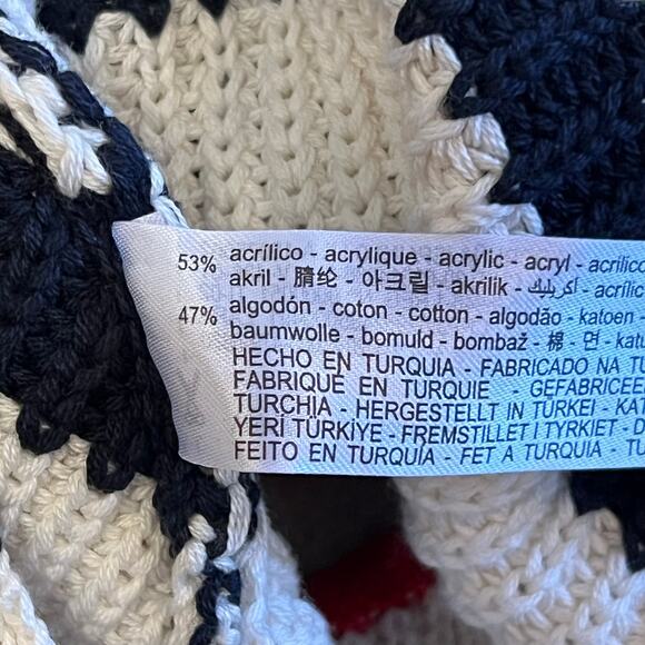 NWT Zara Navy/White Stripe Crop Open Back Tie Waist Knit Sweater Size Large - Picture 4 of 6